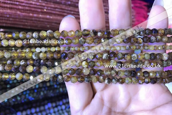 CTG817 15.5 inches 4mm faceted round tiny green garnet beads