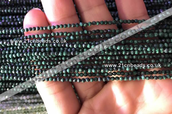 CTG829 15.5 inches 2mm faceted round tiny malachite beads