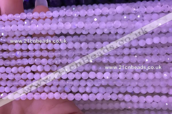 CTG831 15.5 inches 3mm faceted round tiny white moonstone beads