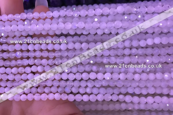 CTG832 15.5 inches 4mm faceted round tiny white moonstone beads