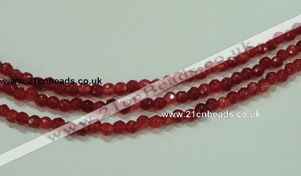 CTG85 15.5 inches 3mm faceted round tiny dyed white jade beads wholesale