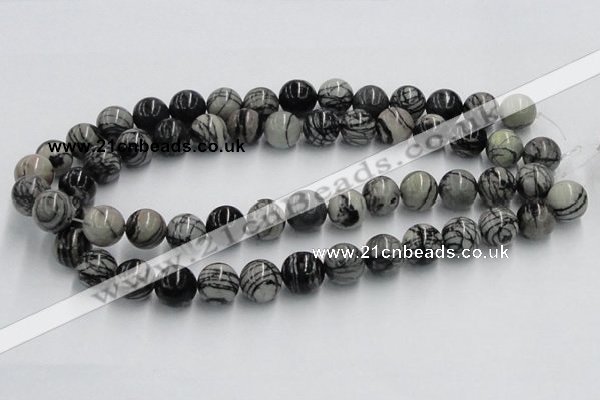 CTJ03 16 inches 14mm round black water jasper beads wholesale