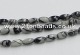 CTJ04 16 inches 4*7mm rice black water jasper beads wholesale