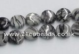 CTJ06 16 inches 10mm flat round black water jasper beads wholesale