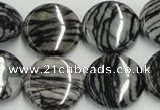 CTJ09 16 inches 20mm flat round black water jasper beads wholesale