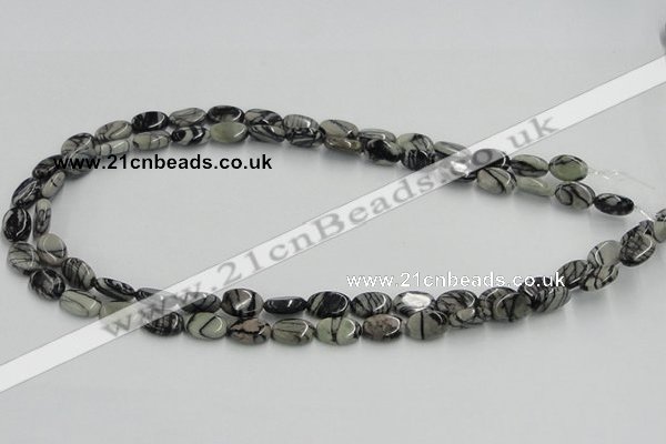 CTJ10 16 inches 8*12mm oval black water jasper beads wholesale