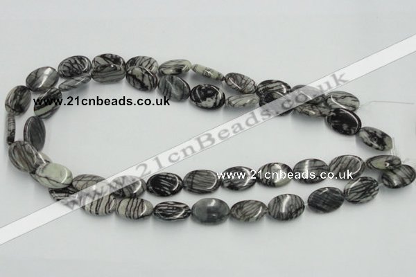 CTJ12 16 inches 13*18mm oval black water jasper beads wholesale