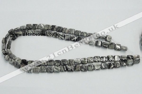 CTJ14 16 inches 10*10mm square black water jasper beads wholesale