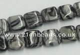 CTJ15 16 inches 12*12mm square black water jasper beads wholesale