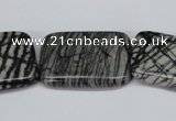 CTJ19 16 inches 25*35mm rectangle black water jasper beads wholesale