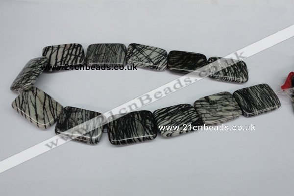 CTJ19 16 inches 25*35mm rectangle black water jasper beads wholesale