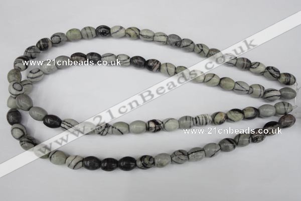 CTJ201 15.5 inches 8*10mm drum black water jasper beads wholesale