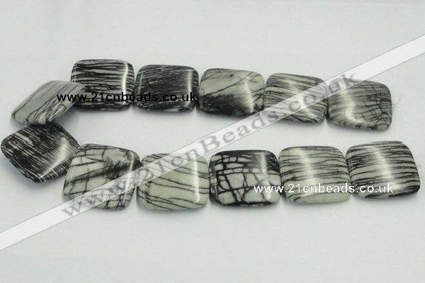 CTJ21 16 inches 40*40mm square black water jasper beads wholesale