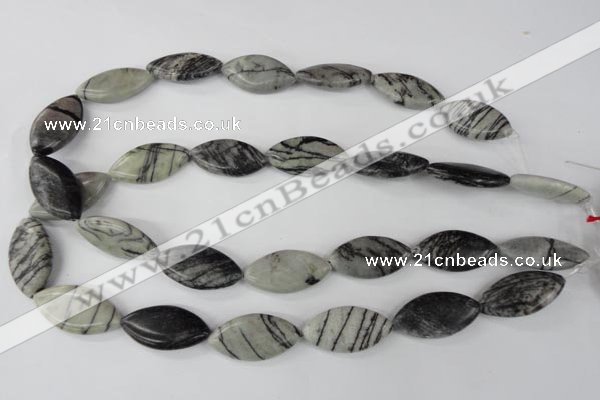 CTJ212 15.5 inches 15*30mm marquise black water jasper beads wholesale