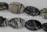 CTJ220 15.5 inches 15*20mm oval black water jasper beads wholesale