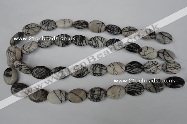 CTJ220 15.5 inches 15*20mm oval black water jasper beads wholesale