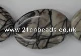 CTJ225 15.5 inches 25*35mm oval black water jasper beads wholesale