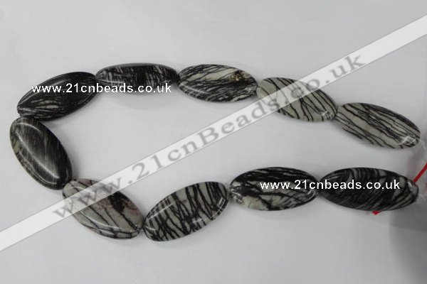 CTJ226 15.5 inches 20*40mm oval black water jasper beads wholesale
