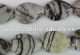 CTJ231 15.5 inches 15*20mm flat teardrop black water jasper beads