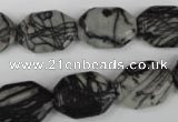 CTJ240 15.5 inches 13*18mm octagonal black water jasper beads