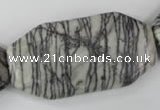 CTJ246 15.5 inches 25*50mm octagonal black water jasper beads