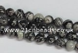 CTJ25 15.5 inches 8mm round black water jasper beads wholesale