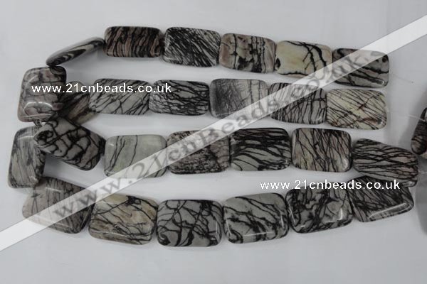 CTJ255 15.5 inches 20*30mm rectangle black water jasper beads