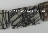 CTJ260 15.5 inches 20*30mm flat tube black water jasper beads