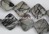 CTJ264 15.5 inches 15*15mm diamond black water jasper beads