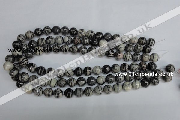 CTJ27 15.5 inches 12mm round black water jasper beads wholesale