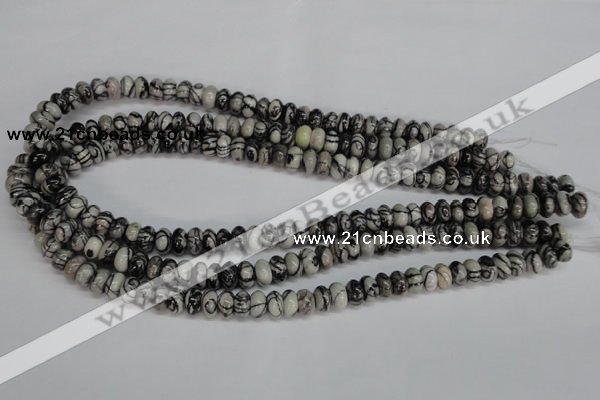 CTJ31 15.5 inches 5*10mm rondelle black water jasper beads wholesale