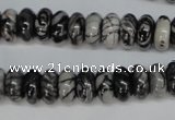 CTJ32 15.5 inches 6*12mm rondelle black water jasper beads wholesale