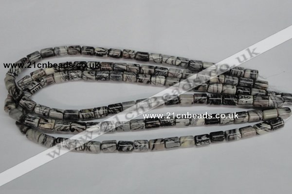 CTJ35 15.5 inches 8*10mm tube black water jasper beads wholesale