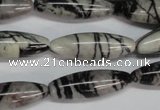 CTJ39 15.5 inches 10*30mm rice black water jasper beads wholesale