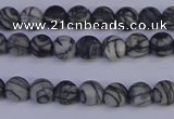 CTJ400 15.5 inches 4mm round matte black water jasper beads