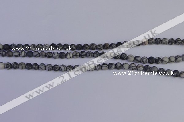 CTJ400 15.5 inches 4mm round matte black water jasper beads