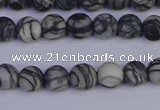 CTJ401 15.5 inches 6mm round matte black water jasper beads