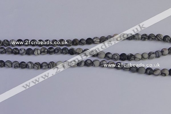 CTJ401 15.5 inches 6mm round matte black water jasper beads