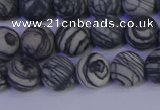 CTJ402 15.5 inches 8mm round matte black water jasper beads