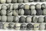 CTJ430 15 inches 4mm round matte black water jasper beads