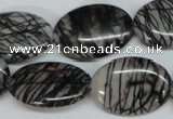 CTJ44 15.5 inches 18*25mm oval black water jasper beads wholesale