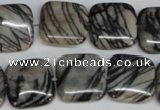 CTJ53 15.5 inches 18*18mm square black water jasper beads wholesale