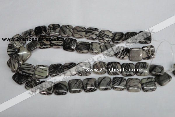 CTJ53 15.5 inches 18*18mm square black water jasper beads wholesale