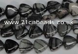 CTJ55 15.5 inches 10*10mm triangle black water jasper beads wholesale