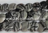 CTJ56 15.5 inches 12mm flat round black water jasper beads wholesale