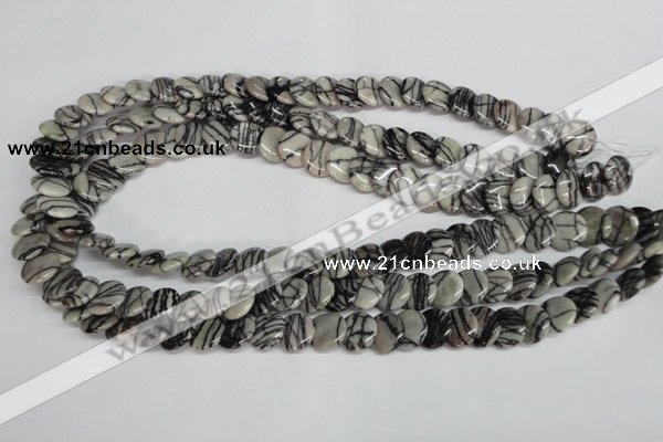 CTJ56 15.5 inches 12mm flat round black water jasper beads wholesale