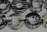 CTJ69 15.5 inches 20mm donut black water jasper beads wholesale