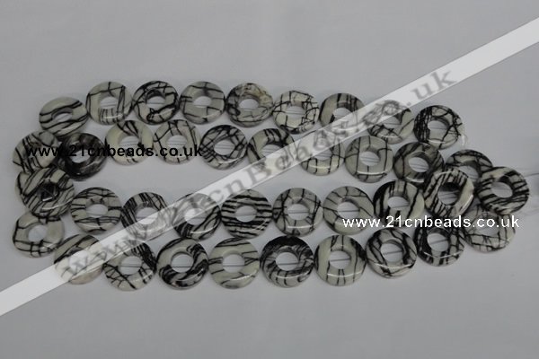 CTJ69 15.5 inches 20mm donut black water jasper beads wholesale