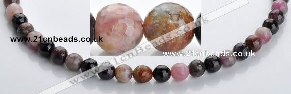 CTO02 multicolored 8mm  faceted round natural tourmaline beads