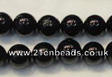 CTO104 15.5 inches 12mm round natural black tourmaline beads